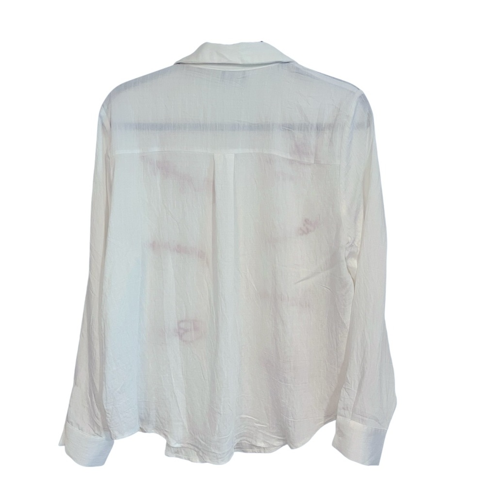 Milk & Honey White & Red Amour Embroidered Button Down Blouse Size: Large - Picture 4 of 9